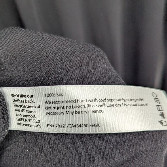 Eileen Fisher 100% Silk Black Long Sleeve Semi Sheer Top Size XL Layering Staple - Picture 4 of 4